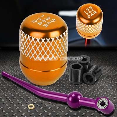 КОРОТКИЙ ПЕРЕКЛЮЧАТЕЛЬ ПЕРЕДАЧ ИЗ ФИОЛЕТОВОГО АЛЮМИНИЯ С ОДНИМ ИЗГИБОМ + ОРАНЖЕВАЯ 5-СТУПЕНЧАТАЯ РУЧКА С СЕТКОЙ ДЛЯ EK/ EJ