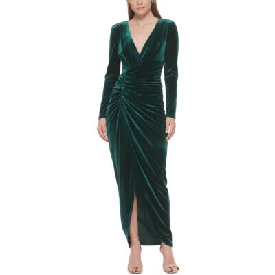 

Женское зеленое бархатное вечернее платье с длинными рукавами Vince Camuto Petites  BHFO 1540, Hunter