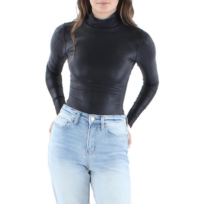 

Женское черное блестящее эластичное боди с воротником-стойкой Naked Wardrobe  BHFO 3396, Черный