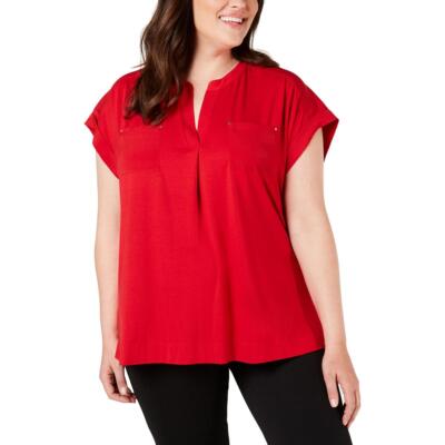 Женская блузка с разрезным вырезом и карманом Calvin Klein, пуловер, верхняя рубашка Plus BHFO 0290