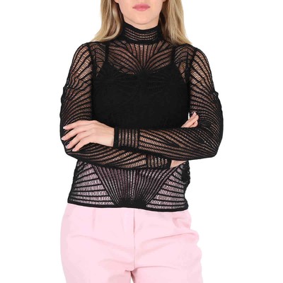 Pre-owned Burberry Ladies Black Knitted Pullover Turtleneck Sweater