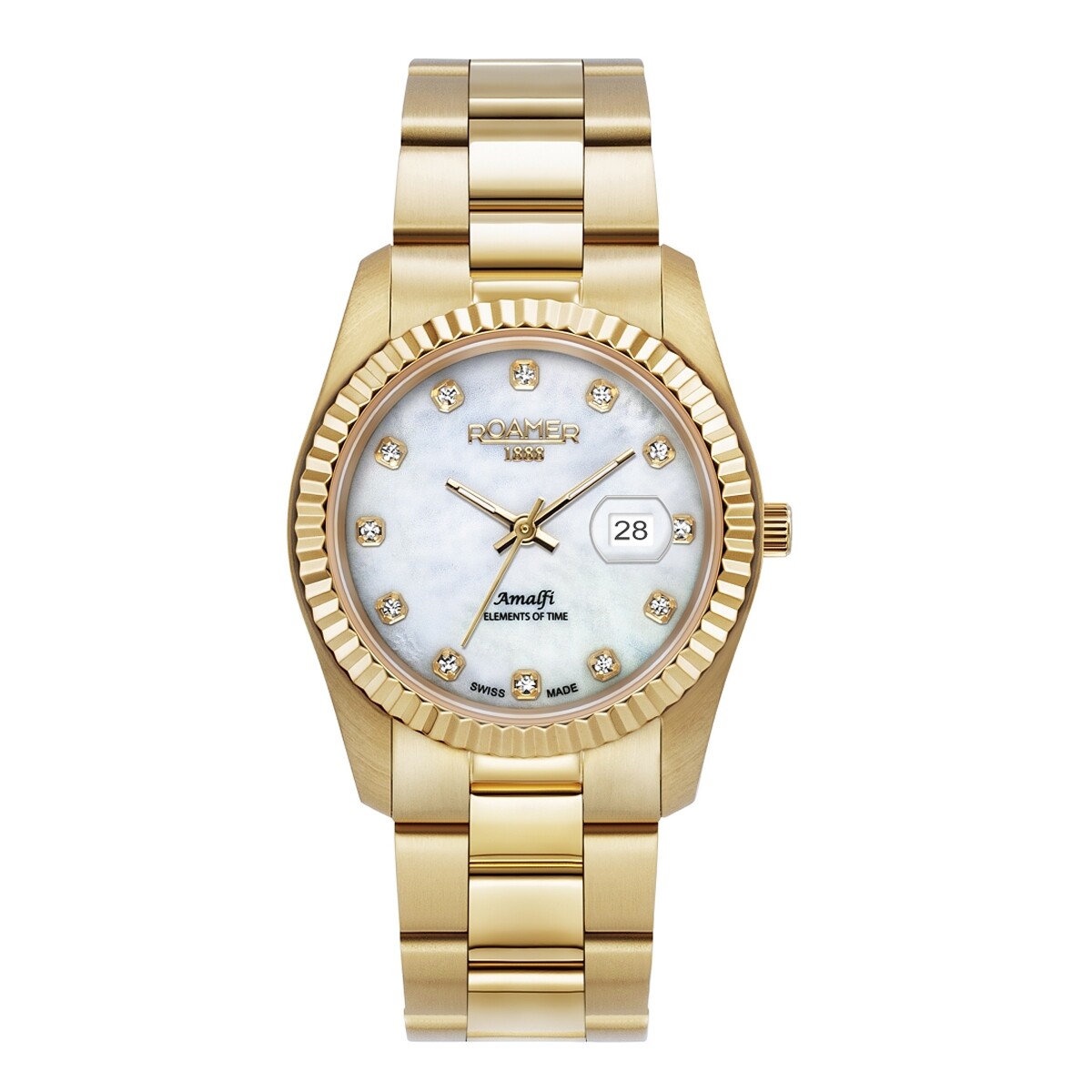 Pre-owned Roamer Ladies Watch Analog Quartz 852844 48 89 20 Amalfi Stainless Steel