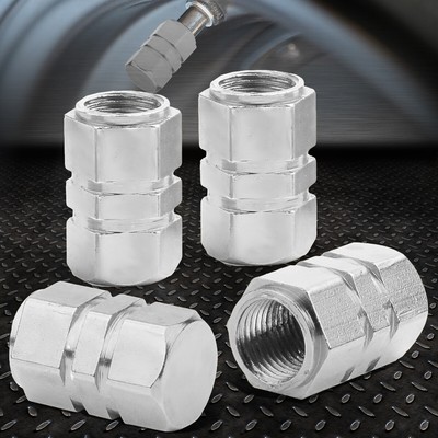 4ШТ АЛЮМИНИЕВОЕ КОЛЕСО/ШИНА/ ОБОД С ШЕСТИГРАННОЙ КРЫШКОЙ ВОЗДУШНОГО ОТВЕРСТИЯ КРЫШКИ ШТОКА КЛАПАНА 17 ММ СЕРЕБРИСТОГО ЦВЕТА