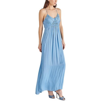 Длинное вечернее платье-комбинация Steve Madden Womens Brianna Blue с разрезом по бокам S BHFO 0550