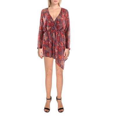 

Женское красное мини-платье с короткими рукавами и длинными рукавами Free People  BHFO 8643, Peach combo