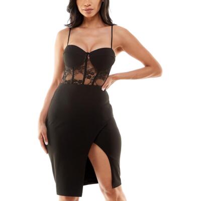 City Studios Womens Lace Inset Cocktail and Party Dress Juniors BHFO 0842