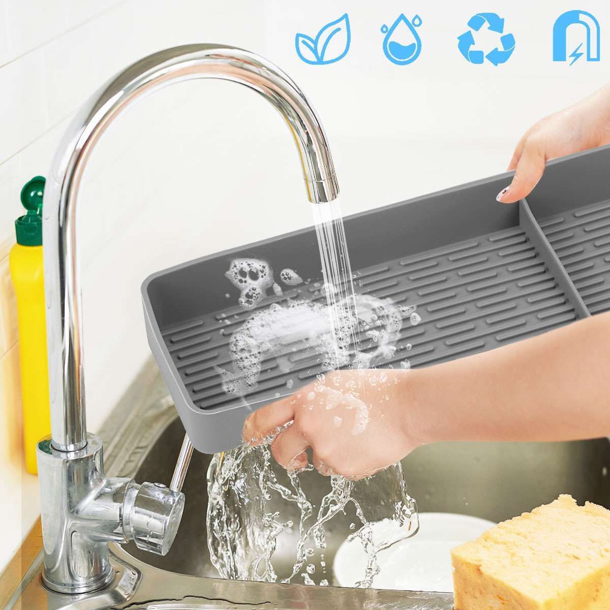 Magnetic Over The Stove Top Kitchen Shelf Non-Slip Silicone Spice Storage Rack