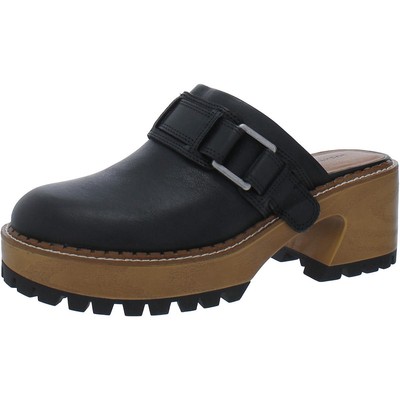 Lucky Brand Womens Rishona Black Leather Clogs Shoes 10 Medium (B,M) BHFO 0060