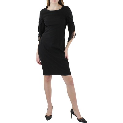 

Женское черное плиссированное платье-футляр из шифона со вставками DKNY  BHFO 9388, Черный