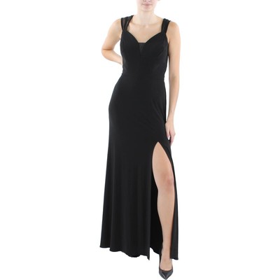 R&M Richards Womens Black Mesh-Sleeves Long Evening Dress Gown 6 BHFO 2326