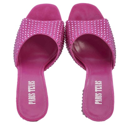 Pre-owned Paris Texas Pink Ruby Holly Anja Crystal-embellished Mules