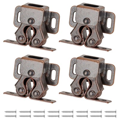 4Pcs Set Vintage Bronze Double Roller Catch Cupboard Cabinet Door Closet Latch