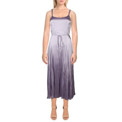 Женское фиолетовое плиссированное платье-комбинация миди без рукавов Vince Womens S BHFO 6343