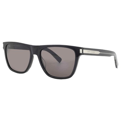 Pre-owned Saint Laurent Grey Browline Men's Sunglasses Sl 619 001 56 Sl 619 001 56 In Gray