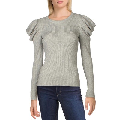 7 For All Mankind Женский серый полушерстяной свитер в рубчик с круглым вырезом M BHFO 9770