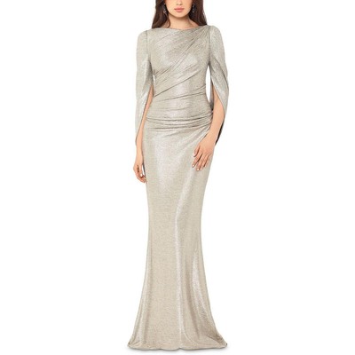 

Женское вечернее платье с накидкой и рукавами золотого цвета Betsy - Adam  BHFO 3638, Light gold