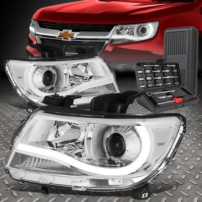 ДЛЯ 15-23 CHEVY COLORADO LED DRL ХРОМИРОВАННАЯ/ПРОЗРАЧНАЯ БОКОВАЯ ФАРА ПРОЕКТОРА + НАБОР ИНСТРУМЕНТОВ