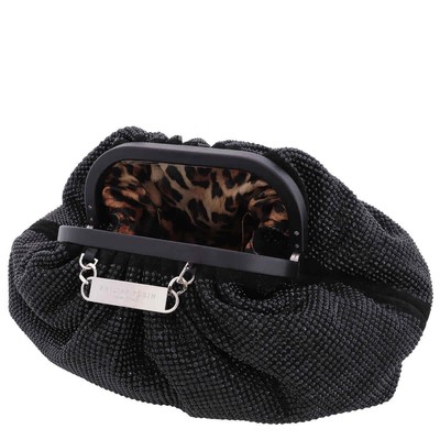 Pre-owned Philipp Plein Crystal Embroidered Mini Pillow Clutch Bag Paaa-wbb0550-pco058n-02 In Black