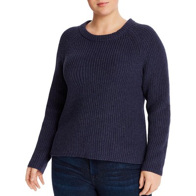 Женский вязаный свитер Aqua Curve Jane Blue Cotton Shaker Top Plus 3X BHFO 0723