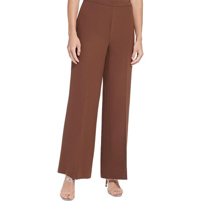 Женские коричневые прямые широкие брюки с высокой посадкой DKNY Petites 2P BHFO 1992