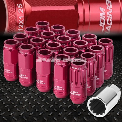 РОЗОВЫЙ АЛЮМИНИЕВЫЙ ШЛИЦ С ОТКРЫТЫМ КОНЦОМ, 16 ВЫСТУПОВ + 4 СТОПОРНЫЕ ГАЙКИ + КЛЮЧ M12X1.25 50 ММ 21 ММ В ДИАМЕТРЕ