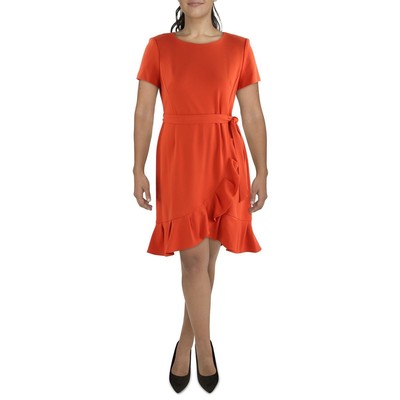 Женское офисное платье миди из оранжевого крепа Calvin Klein для работы 16 BHFO 6735