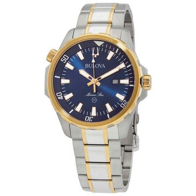 Мужские часы Bulova Marine Star с кварцевым синим циферблатом 98B384
