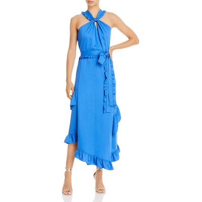 

Derek Lam 10 Crosby Womens Dasha Синее платье с оборками на бретельках через шею  BHFO 2630, Bright blue