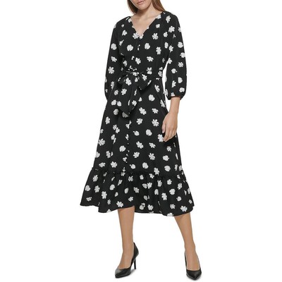 

Karl Lagerfeld Paris Женское черное длинное платье миди на пуговицах спереди  BHFO 5029, Black/soft white