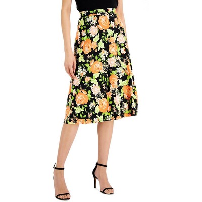 

Женская черная юбка-миди на коленях Kasper с цветочным принтом Petites  BHFO 0246, Black/papaya combo