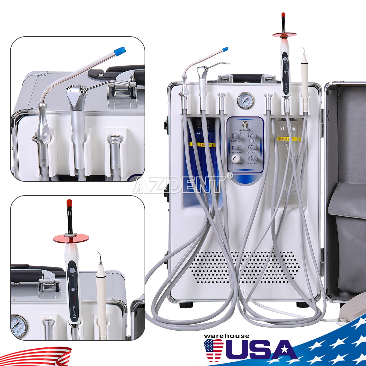 Dental Mobile Delivery Unit Air Compressor Suction System / Handpiece Kit 4Hole