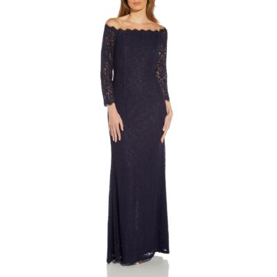 

Adrianna Papell Womens Lace Maxi Formal Evening Dress Gown BHFO 0313, Navy