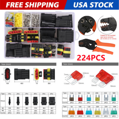43 Set 708Pc Waterproof Car Auto Electrical Wire Connector Plug Kit 1-6 Pin Way