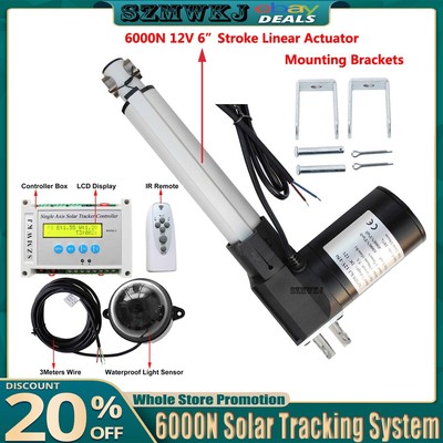 Single Axis Solar Tracker +12V 6000N 8'' Linear Actuator +Controller Sun Tracking