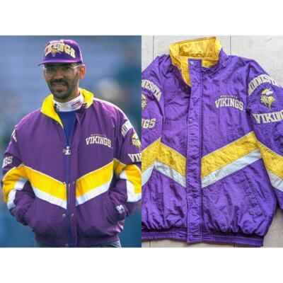 Minnesota Vikings 90s STARTER puffer DUNGY jacket XL purple gold