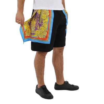Pre-owned Versace Barocco Goddess Night Print Bermuda Shorts In Black