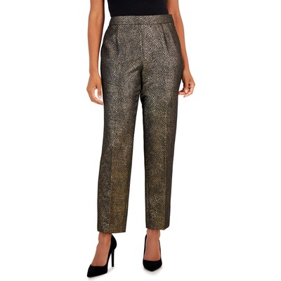 Женские брюки прямого кроя Kasper Womens Gold Metallic с высокой посадкой 14 BHFO 6465