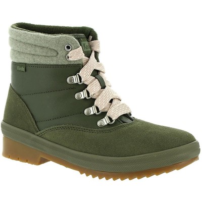 

Keds Womens Camp Boot Замшевые смешанные ботильоны на шнуровке с круглым носком Обувь BHFO 5196, Olive, Camp Boot