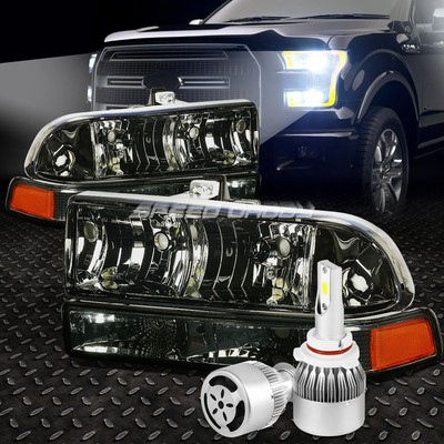 ЗАКОПЧЕННЫЙ КОРПУС ФАРЫ + ЖЕЛТЫЙ СИГНАЛ + БЕЛЫЙ СВЕТОДИОД 9006 HID с ВЕНТИЛЯТОРОМ ДЛЯ BLAZER 98-04