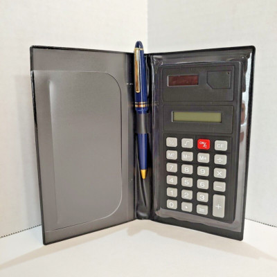 Disabled Vets Nat'l Foundation Plastic Case Solar Calculator & Blue Ink Pen Set