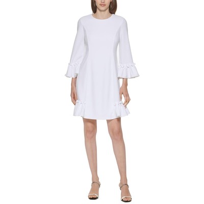 Женское белое платье-сорочка Calvin Klein длиной выше колена с оборками 2 BHFO 5263