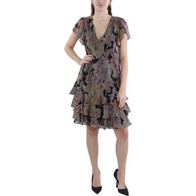 Lauren Ralph Lauren Womens Black Matte Jersey Party Cocktail Dress 12 BHFO 5782