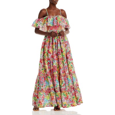 

Женский сарафан в полный рост с красными люверсами Alice and Olivia  BHFO 1742, Garden floral multi