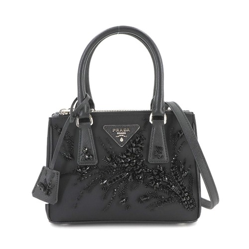PRADA TESSUTO SAFFIANO Galleria Mini Hand Shoulder Bag Nero