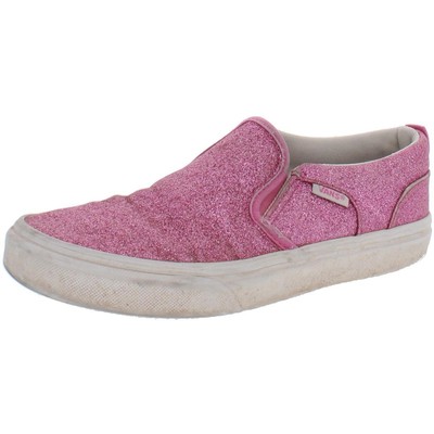 Vans Girls Pink Glitter Sneakers Shoes 3.5 Medium (B,M) Big Kid BHFO 9194