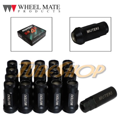 MUTEKI SR48 WHEELS LUG NUTS 12X1.5 1.5 ACORN RIM EXTENDED OPEN END 20 BLACK M