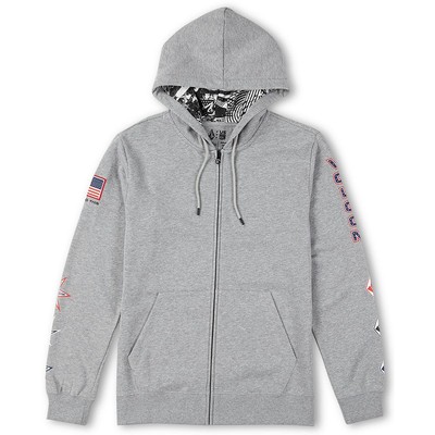 

Volcom Мужской свитер с капюшоном Iconic Zip Grey с графической отделкой в рубчик  BHFO 6632, Stone