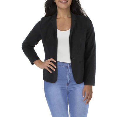 Женский черный блейзер на одной пуговице с застежкой-молнией Calvin Klein Petites 6P BHFO 1529