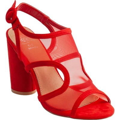 

GC Shoes Женские нарядные туфли на блочном каблуке с открытым носком и пряжкой Claire BHFO 7809, Красный, Claire