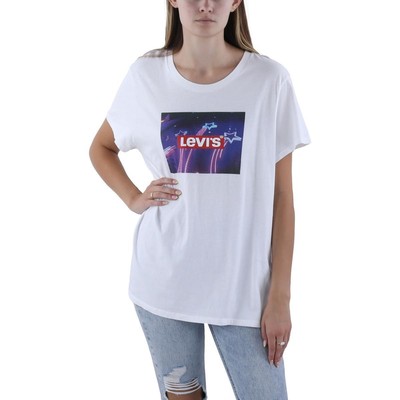 Женская белая хлопковая футболка Levis с коротким рукавом и графическим принтом XXL BHFO 0136